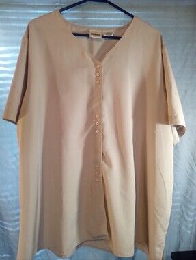 TR Bentley Plus Size Short-Sleeve Button Front Shirt in Beige